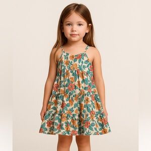 Tommy BahamaTropical Floral Sundress Summer Tiered Linen Blend | Size 5T